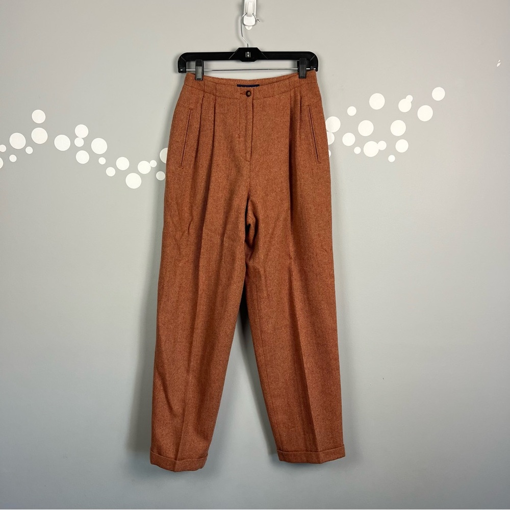 LIzSport Vintage Tweed Pantsuit Rust Herringbone Blazer Pants Set Size 6 - Picture 8 of 15